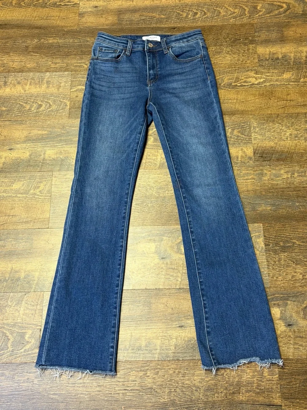 Lovervet By Vervet Jeans Women’s 27/5 Boot Cut Stretch Denim Raw Hem Mid Rise - Picture 2 of 9